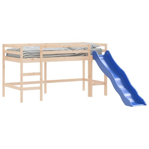 Lit mezzanine enfants toboggan 80x200 cm bois pin massif - Photo n°3; ?>