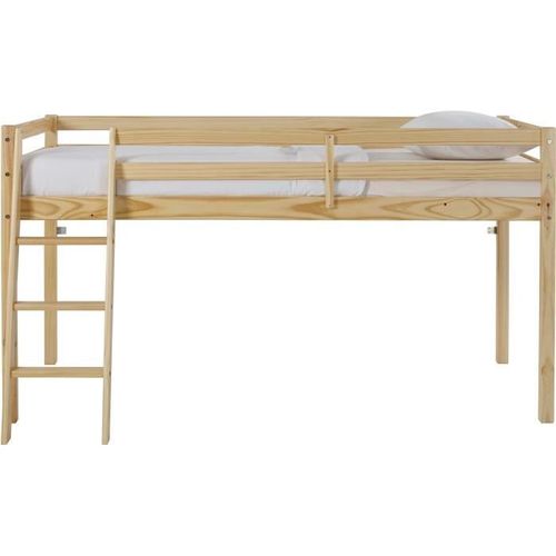 Lit mi-hauteur enfant- Bois Pin massif - Naturel - Sommier inclus - 90 x 190 cm - PINKIE - Photo n°2; ?>