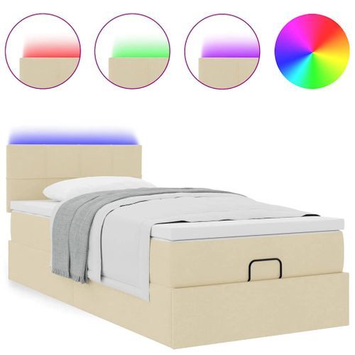 Lit ottoman avec matelas crème 90x200 cm tissu - Photo n°2; ?>