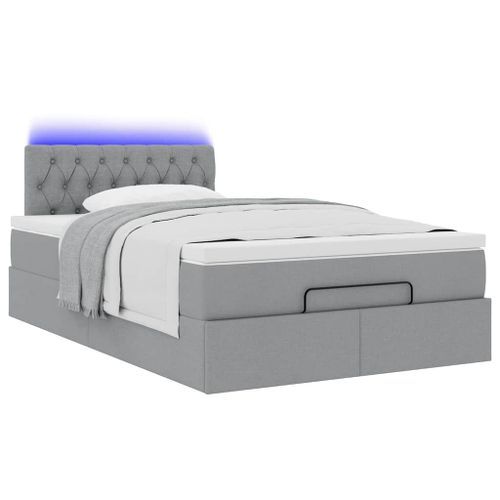 Lit ottoman avec matelas gris clair 120x190 cm tissu - Photo n°3; ?>