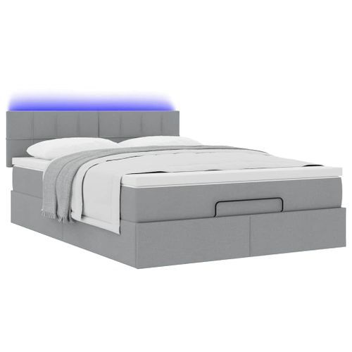 Lit ottoman avec matelas gris clair 140x190 cm tissu - Photo n°3; ?>