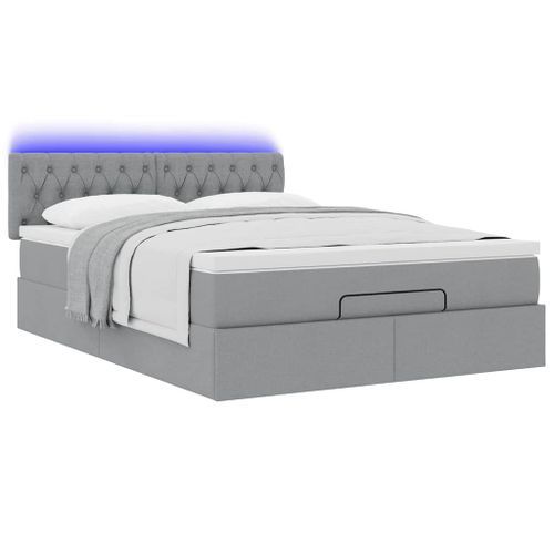 Lit ottoman avec matelas gris clair 140x190 cm tissu - Photo n°3; ?>