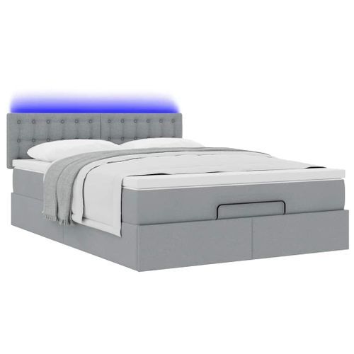 Lit ottoman avec matelas gris clair 140x190 cm tissu - Photo n°3; ?>