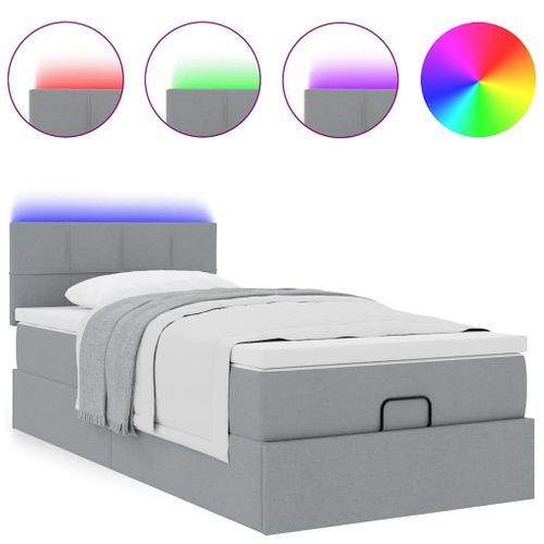 Lit ottoman avec matelas gris clair 90x200 cm tissu - Photo n°2; ?>