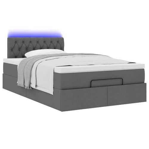 Lit ottoman avec matelas gris foncé 120x190 cm tissu - Photo n°3; ?>