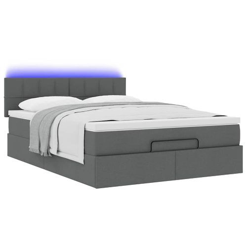 Lit ottoman avec matelas gris foncé 140x190 cm tissu - Photo n°3; ?>