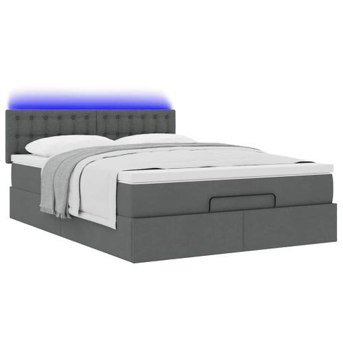 Lit ottoman avec matelas gris foncé 140x190 cm tissu - Photo n°3; ?>