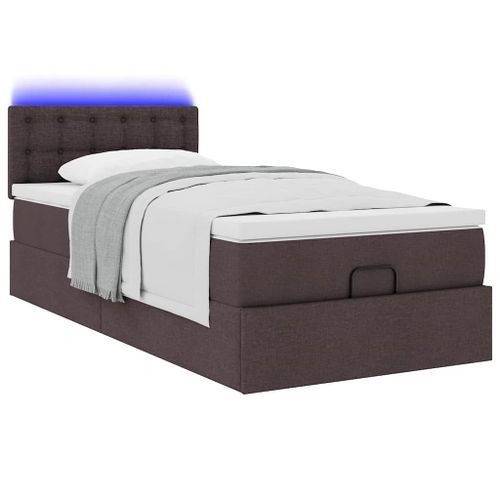 Lit ottoman avec matelas marron foncé 90x200 cm tissu - Photo n°3; ?>