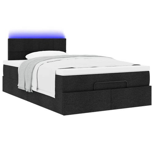 Lit ottoman avec matelas noir 120x190 cm tissu - Photo n°3; ?>