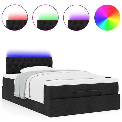 Lit ottoman avec matelas noir 120x190 cm tissu - Photo n°2; ?>