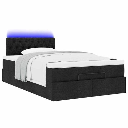 Lit ottoman avec matelas noir 120x190 cm tissu - Photo n°3; ?>