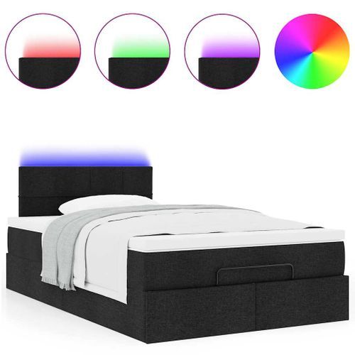 Lit ottoman avec matelas noir 120x200 cm tissu - Photo n°2; ?>