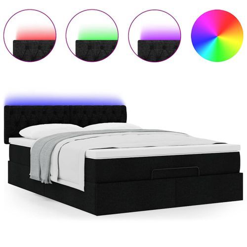 Lit ottoman avec matelas noir 140x190 cm tissu - Photo n°2; ?>