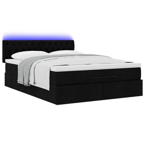 Lit ottoman avec matelas noir 140x190 cm tissu - Photo n°3; ?>