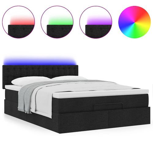 Lit ottoman avec matelas noir 140x190 cm tissu - Photo n°2; ?>