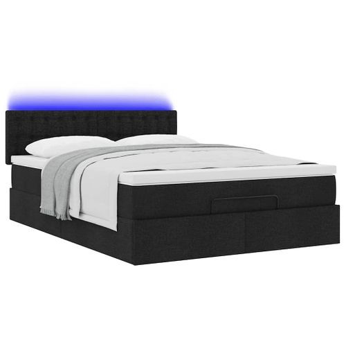 Lit ottoman avec matelas noir 140x190 cm tissu - Photo n°3; ?>