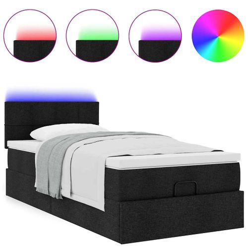 Lit ottoman avec matelas noir 90x200 cm tissu - Photo n°2; ?>