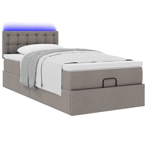 Lit ottoman avec matelas taupe 90x200 cm tissu - Photo n°3; ?>