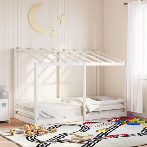 Lit pour enfants avec toit blanc 100x200 cm bois de pin massif - Photo n°3; ?>