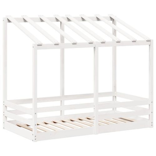 Lit pour enfants avec toit blanc 70x140cm en bois massif de pin - Photo n°2; ?>