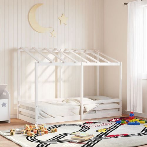 Lit pour enfants avec toit blanc 75x190 cm bois massif de pin - Photo n°3; ?>