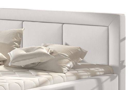 Lit simili cuir blanc grand carré capitonné Berlino - Photo n°3; ?>