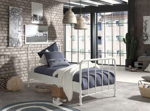 Lit simple métal blanc mat Bronx 90x200 cm - Photo n°2; ?>