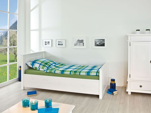 Lit simple pin massif blanc Kanty 90x200 cm - Photo n°2; ?>