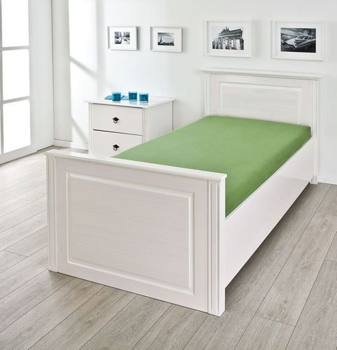 Lit simple pin massif blanc Kanty 90x200 cm - Photo n°3; ?>