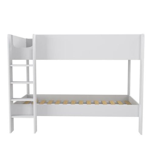Lit superposé - 90 x 190 cm - Décor Blanc - Sommiers inclus - HOPE - Photo n°3; ?>