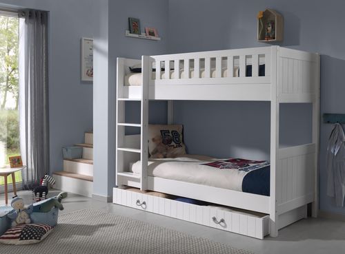 Lit superposé 90x200 cm bois laqué blanc Lewis - Photo n°2; ?>