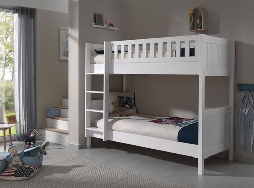 Lit superposé 90x200 cm bois laqué blanc Lewis - Photo n°3; ?>