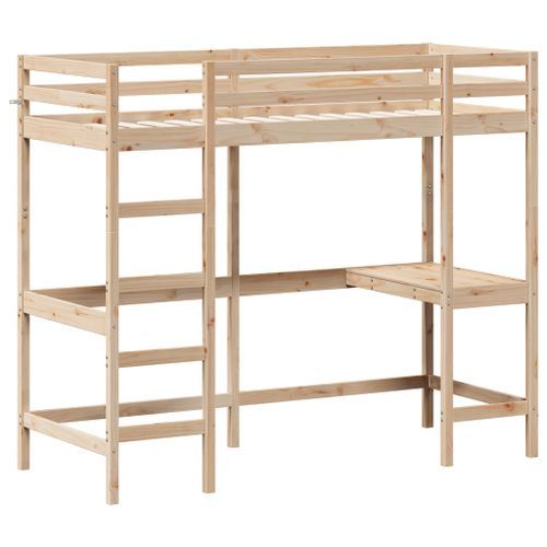 Lit superposé avec bureau 75x190 cm bois de pin massif - Photo n°2; ?>