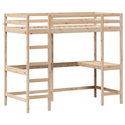 Lit superposé avec bureau 90x190 cm bois de pin massif - Photo n°2; ?>