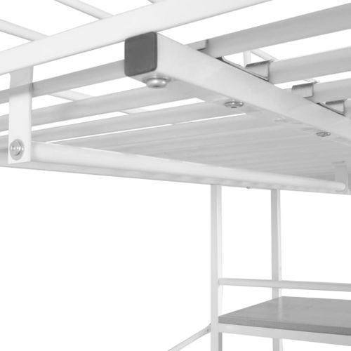 Lit superposé avec bureau Blanc et marron Métal 90x200 cm - Photo n°3; ?>