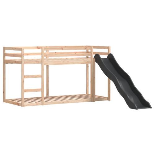 Lit superposé avec toboggan et échelle 75x190cm bois pin massif - Photo n°2; ?>