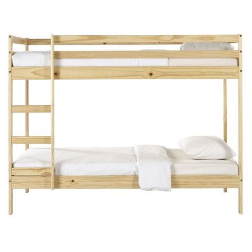 Lit superposé enfant - Bois Pin massif - Naturel - Sommiers inclus - 2 x 90 x 190 cm - FOSTER - Photo n°3; ?>