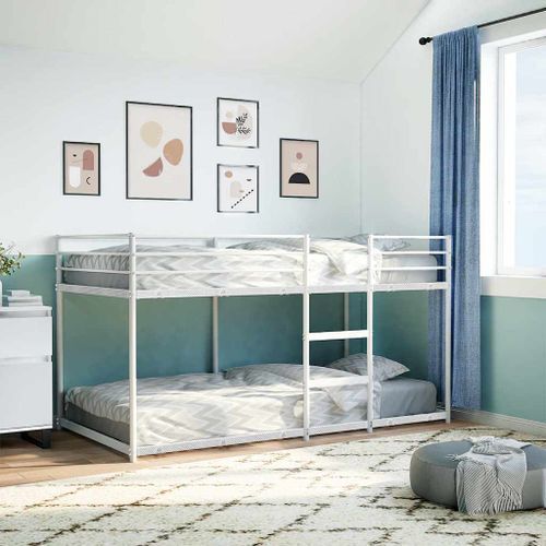 Lit superposé sans matelas blanc 100x190 cm acier - Photo n°3; ?>