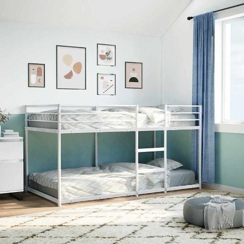 Lit superposé sans matelas blanc 90x200 cm acier - Photo n°3; ?>