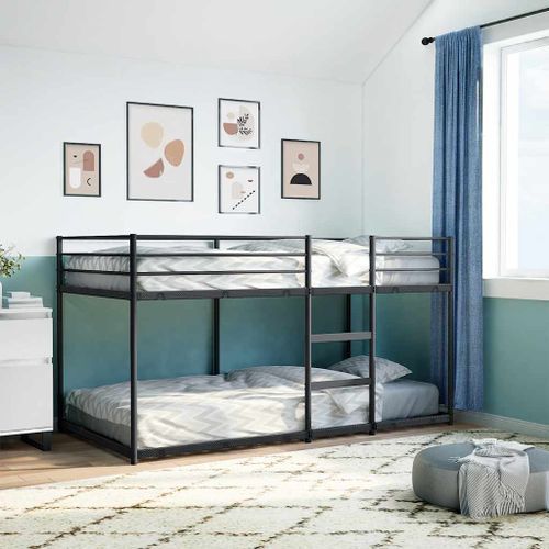 Lit superposé sans matelas noir 75x190 cm acier - Photo n°3; ?>