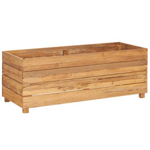 Jardinière 100x40x38 cm Bois de teck recyclé et acier - Photo n°2; ?>