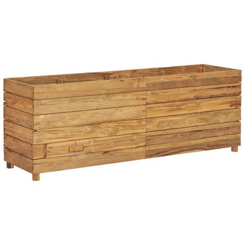 Jardinière 150x40x55 cm Bois de teck recyclé et acier - Photo n°2; ?>