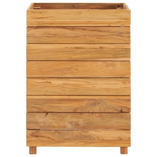 Jardinière 50x40x72 cm Bois de teck recyclé et acier - Photo n°3; ?>