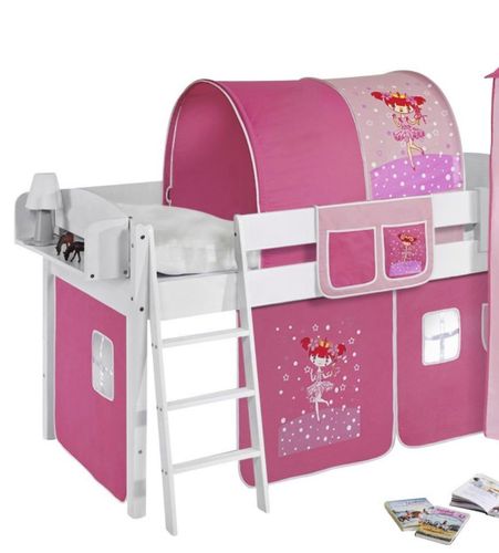 Lit Surélevé Blanc Laqué Rideau Bleu Et Bleu Foncé 90x190cm 11 Lit surélevé Blanc Laqué Rideau Bleu et Bleu foncé 90x190cm - Photo n°3; ?>