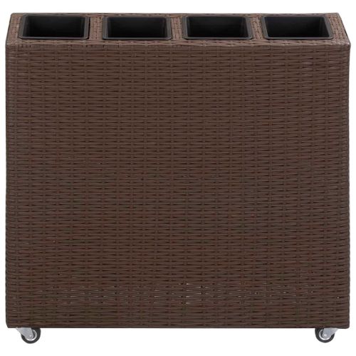 Lit surélevé de jardin 4 pots 80x22x79 cm Résine Tressée Marron - Photo n°2; ?>