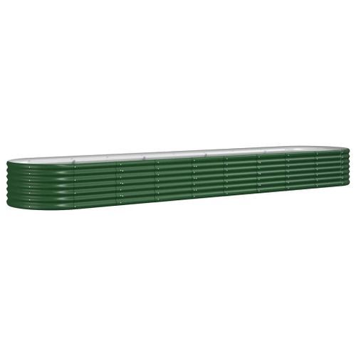 Lit surélevé de jardin Acier enduit de poudre 368x80x36 cm Vert - Photo n°2; ?>