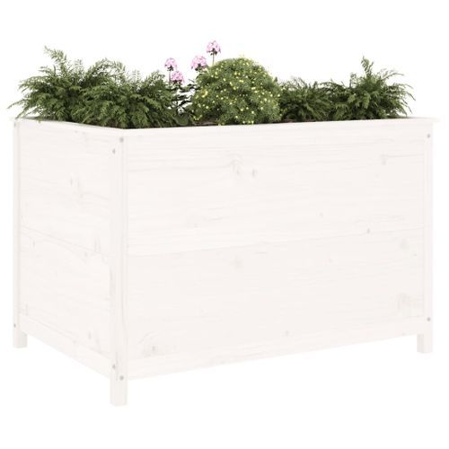 Lit surélevé de jardin blanc 119,5x82,5x78cm bois de pin massif - Photo n°3; ?>