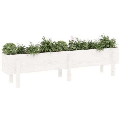 Lit surélevé de jardin blanc 160x30x38 cm bois de pin massif - Photo n°3; ?>