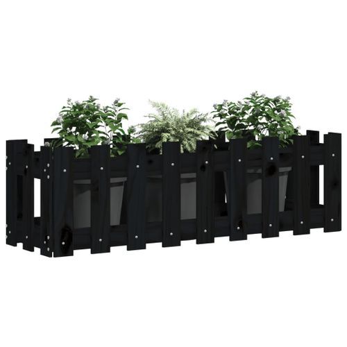 Lit surélevé de jardin design de clôture 100x30x30cm pin massif - Photo n°3; ?>