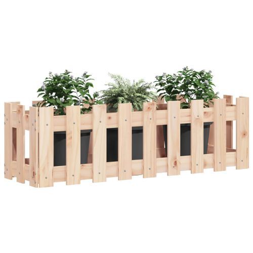 Lit surélevé de jardin design de clôture 100x30x30cm pin massif - Photo n°3; ?>